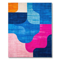 Vibrant Curved Abstract Blue-Pink Rug