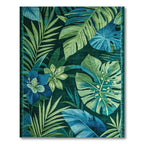 Vibrant Emerald Teal Tropical Foliage Rug(Blue)