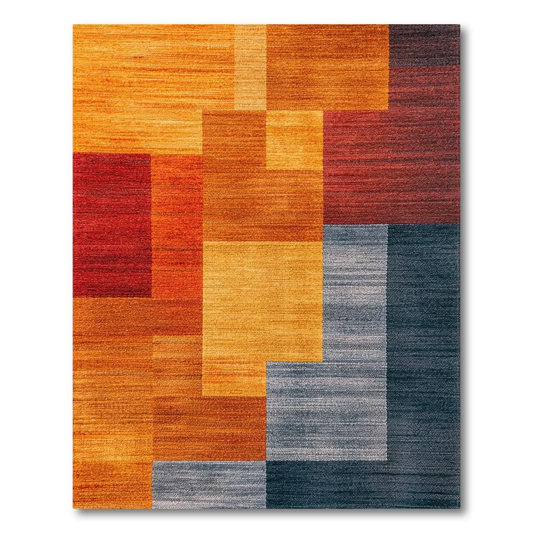 Vibrant Geometric Multicolor Modern Rug(Orange)