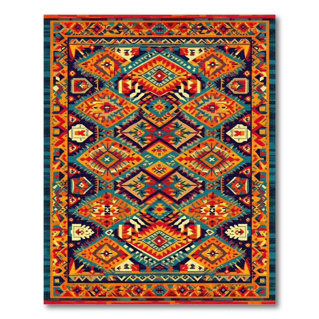 Vibrant Geometric Tribal Energetic Rug(Red)