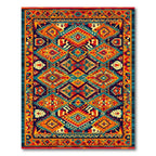 Vibrant Geometric Tribal Energetic Rug(Red)