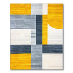 Vibrant Geometric Yellow Gray Navy Rug(Yellow)