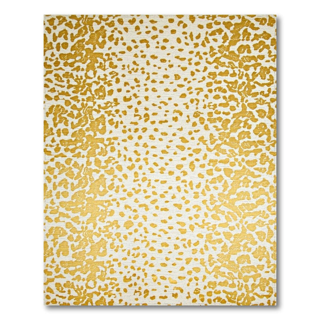 Vibrant Golden Leopard-Spotted Rug(Gold)