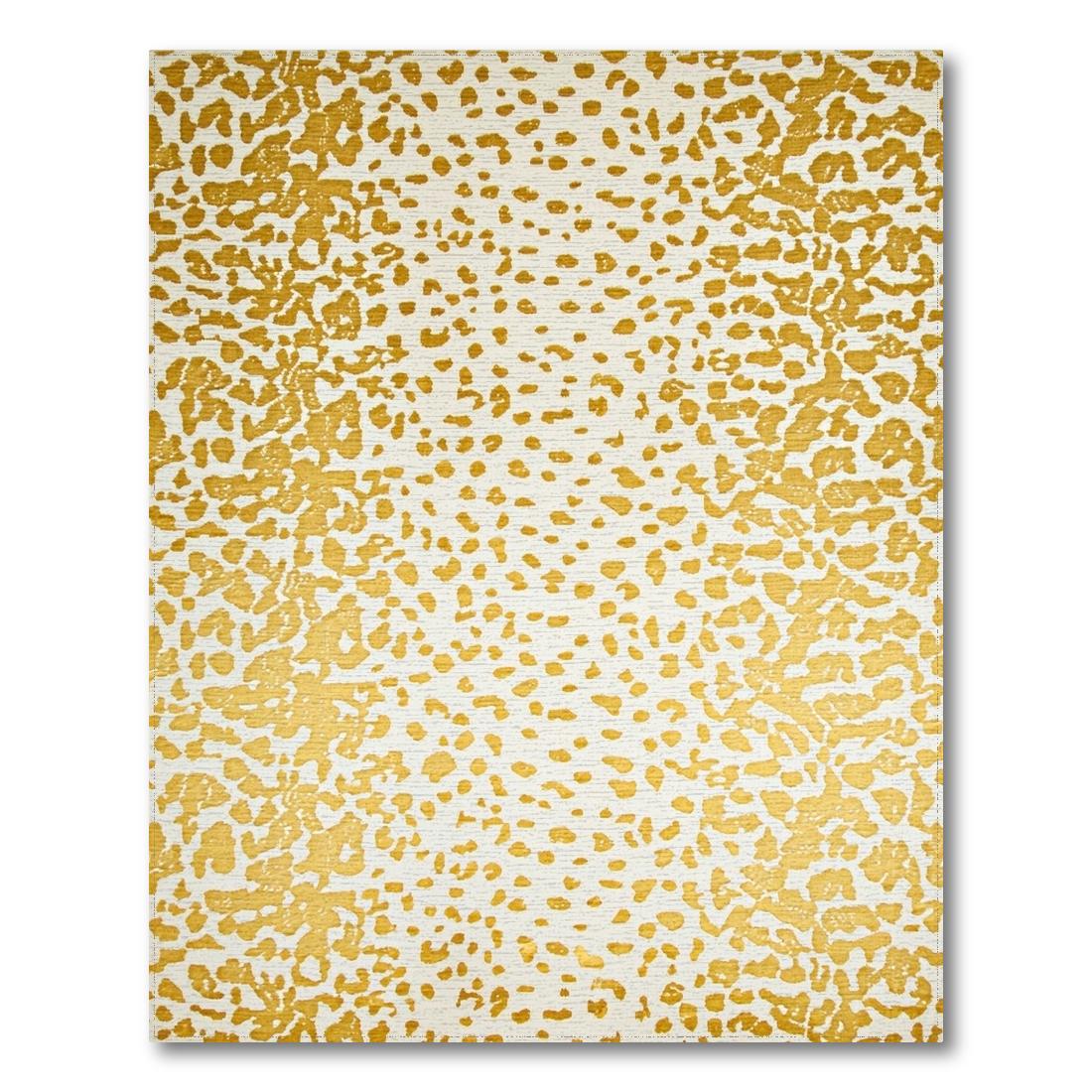Vibrant Golden Leopard-Spotted Rug(Gold)