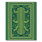 Vibrant Green Alligator & Floral Print Rug(Green)