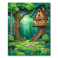 Vibrant Green Enchanted Forest Treehouse Rug(Green)