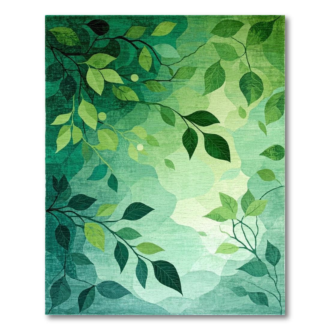Vibrant Green Foliage Serene Rug(Green)