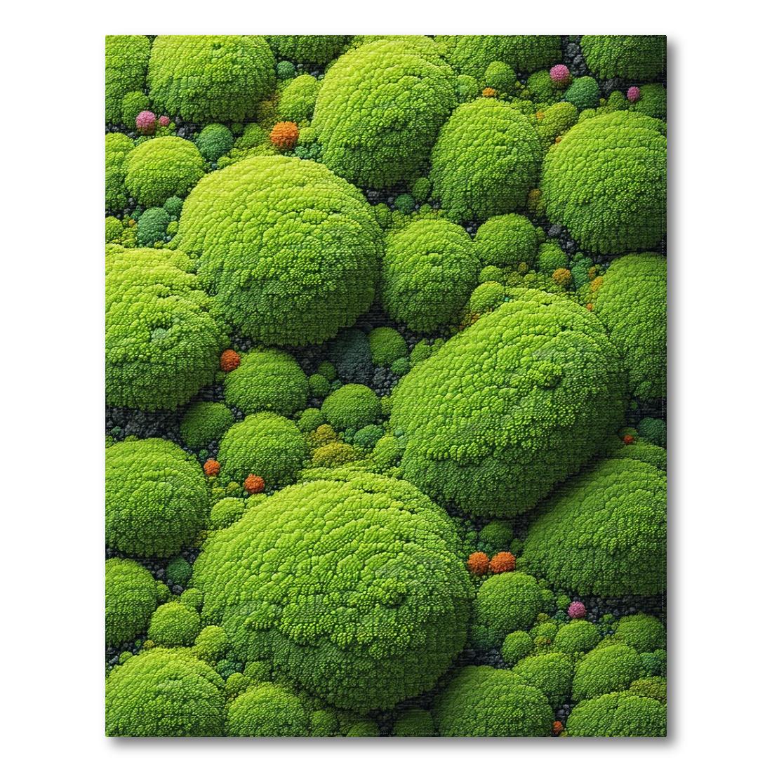 Vibrant Green Rounded Blooms Fresh Rug