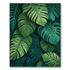Vibrant Green Tropical Leaves Rug