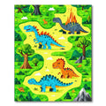 Vibrant Green-Yellow Dinosaur Play Rug