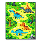Vibrant Green-Yellow Dinosaur Play Rug