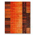 Vibrant Orange & Black Geometric Tribal Rug(Orange)