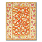 Vibrant Orange Floral Cheerful Rug(Orange)
