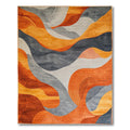 Vibrant Orange-Gray Flowing Wave Rug
