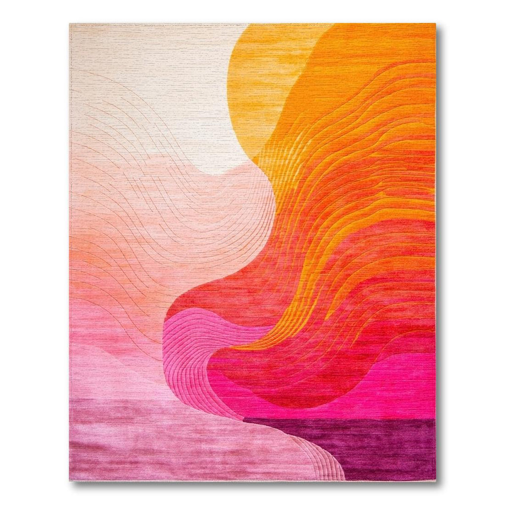 Vibrant Orange-Pink Wave Rug