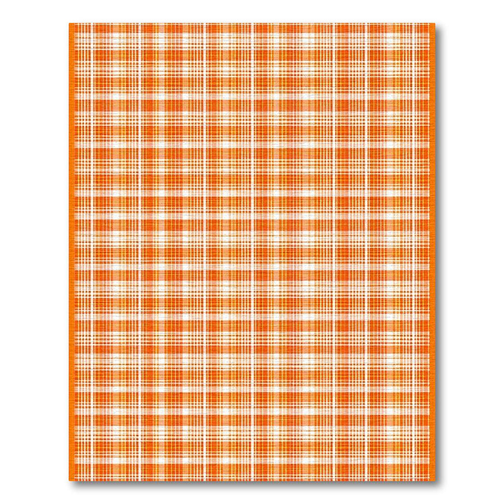 Vibrant Orange Plaid Cheerful Rug(Orange)
