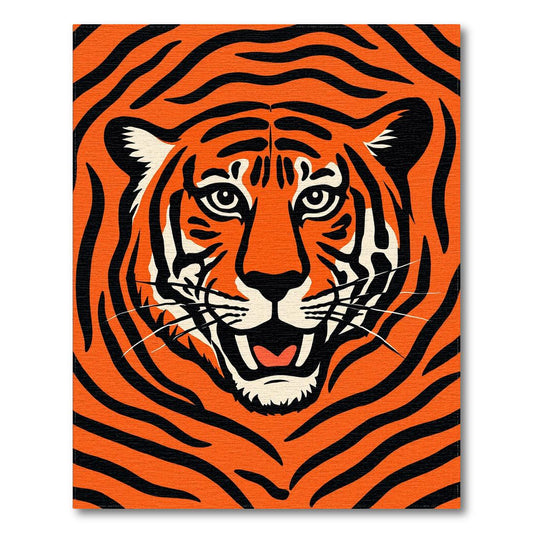 Vibrant Orange Tiger Stripe Rug(Orange)