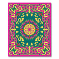 Vibrant Ornate Pink-Teal-Yellow Rug(Pink)