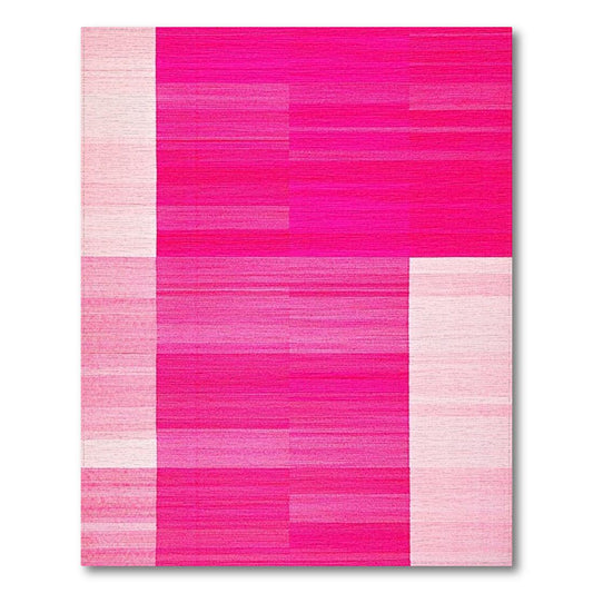 Vibrant Pink Geometric Block Rug(Pink)