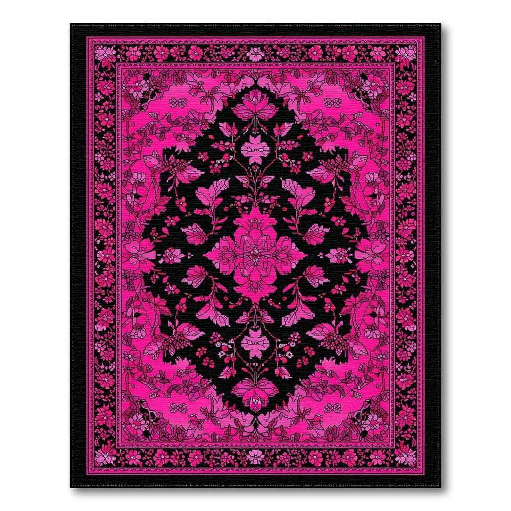 Vibrant Pink Ornate Floral Rug(Pink)
