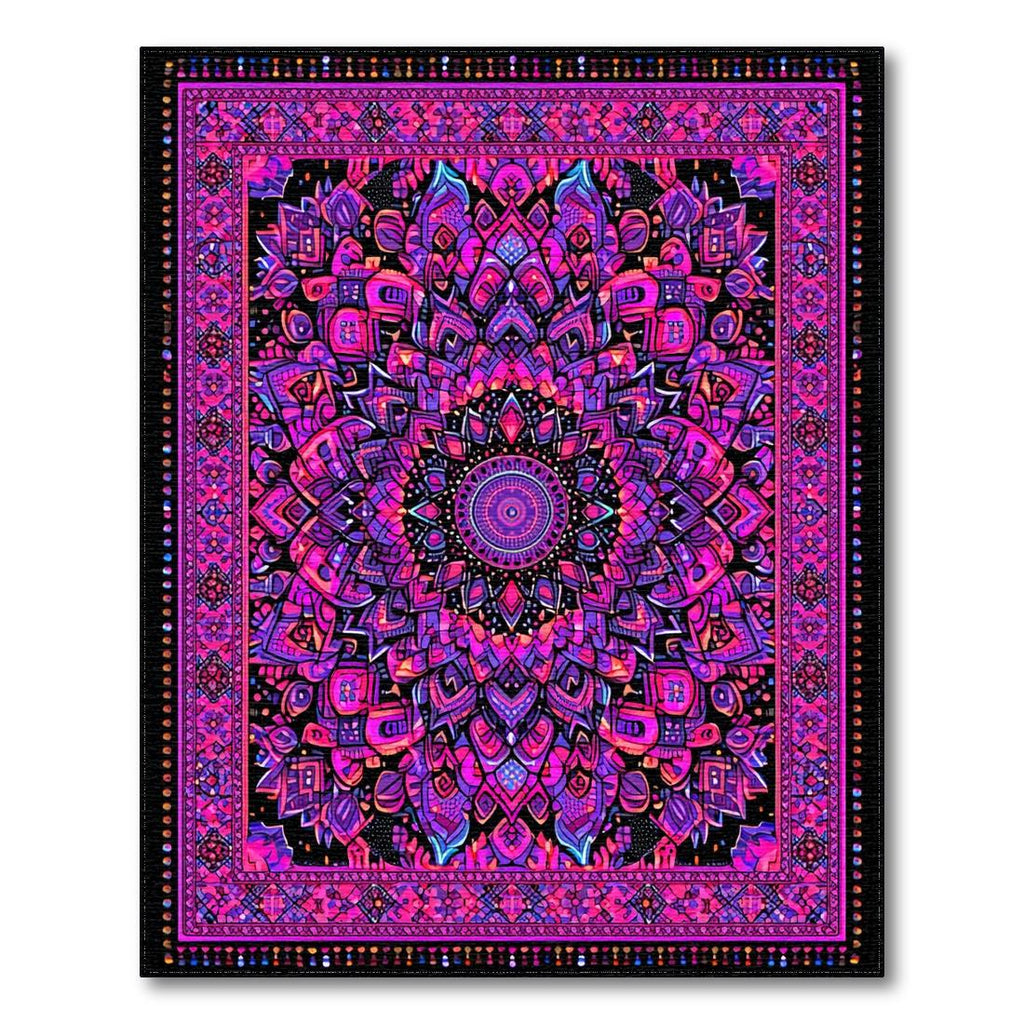 Vibrant Pink-Purple Intricate Mandala Energetic Rug(Pink)