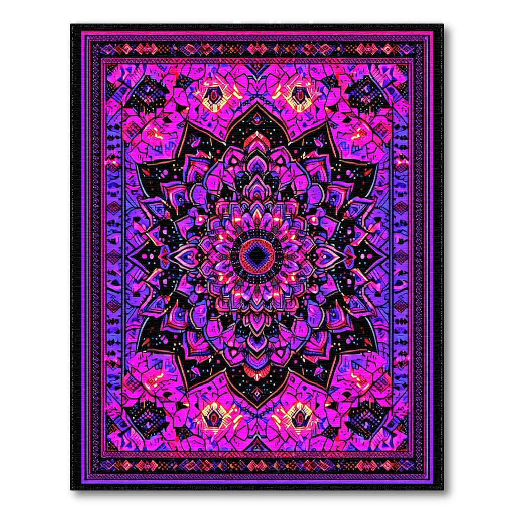 Vibrant Pink-Purple Mandala Pattern Rug(Purple)
