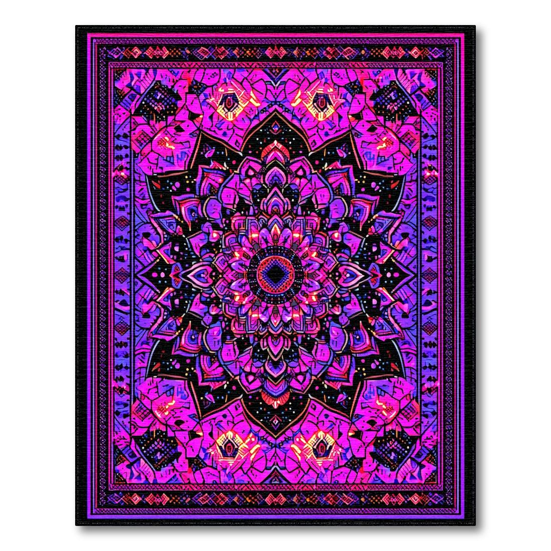 Vibrant Pink-Purple Mandala Pattern Rug(Purple)