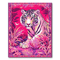 Vibrant Pink Tiger Jungle Rug(Pink)