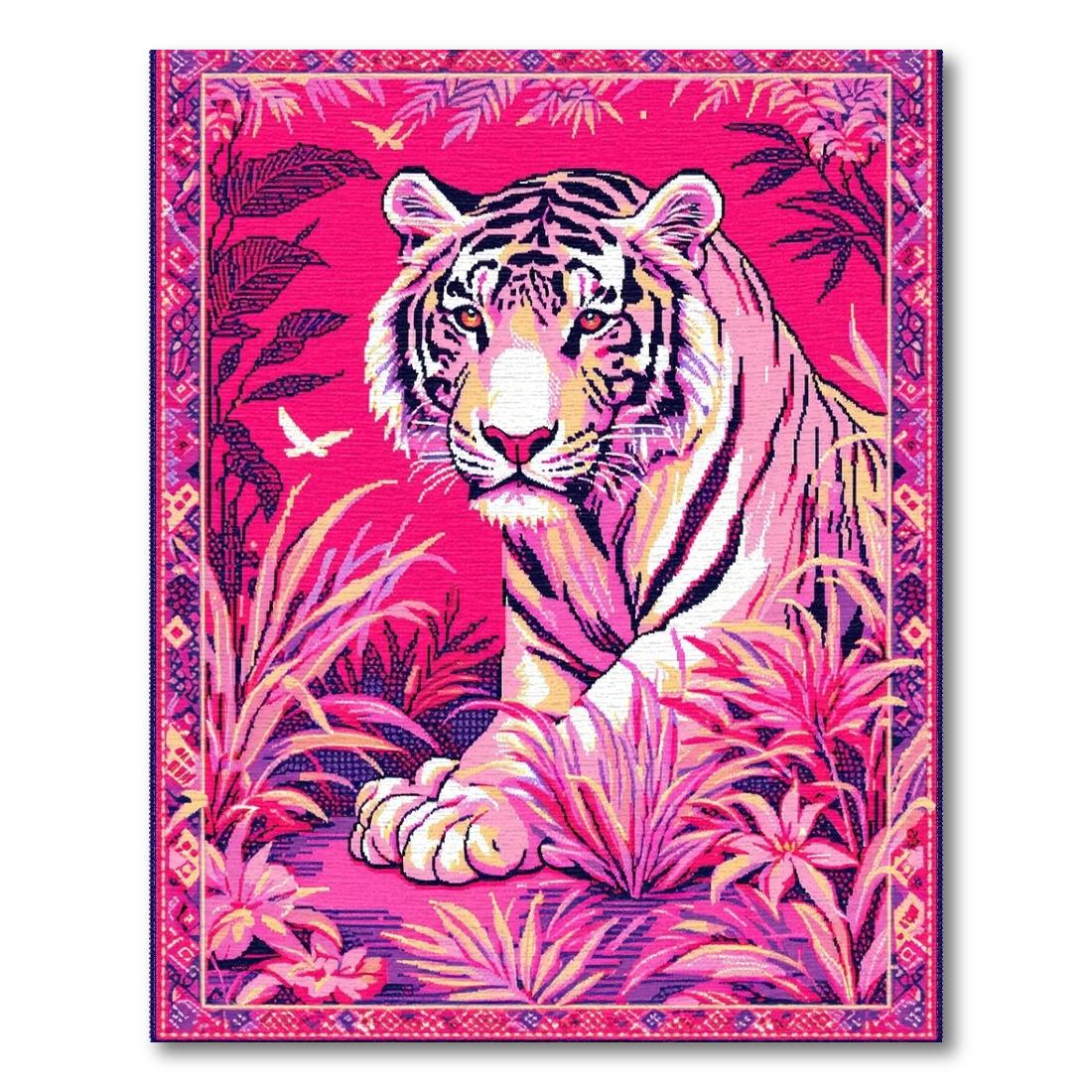 Vibrant Pink Tiger Jungle Rug(Pink)