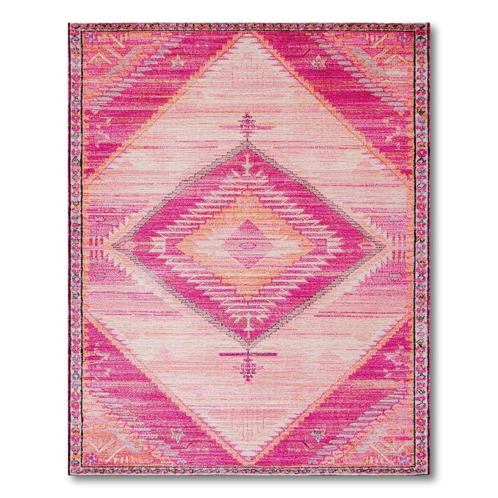 Vibrant Pink Tribal Diamond Rug(Pink)