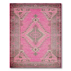 Vibrant Pink Tribal Geometric Rug(Pink)