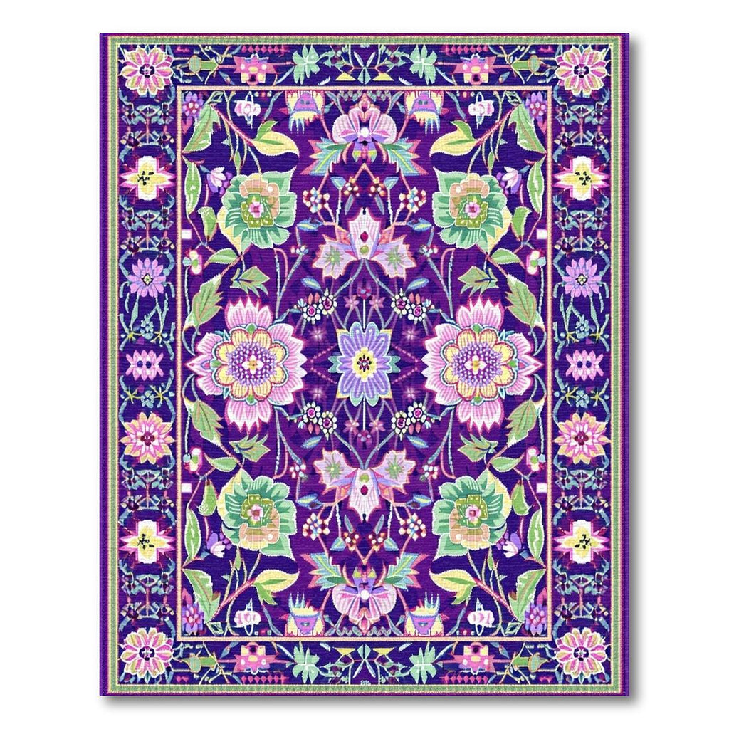 Vibrant Purple Floral Cheerful Rug(Purple)