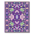 Vibrant Purple Floral Cheerful Rug(Purple)