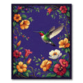 Vibrant Purple Floral Hummingbird Rug(Purple)