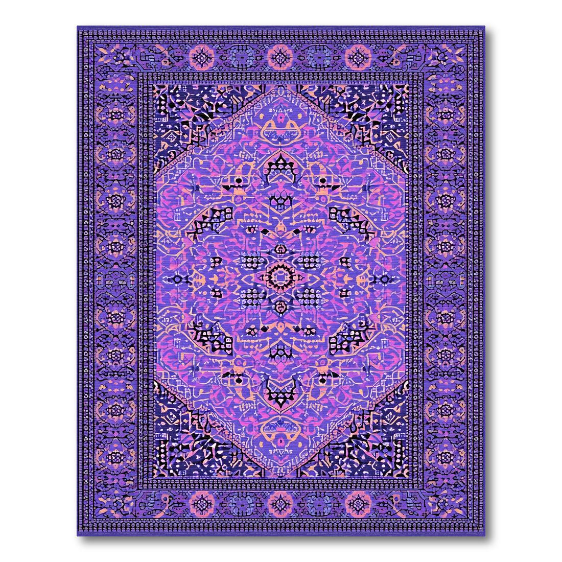 Vibrant Purple Ornate Medallion Rug(Purple)