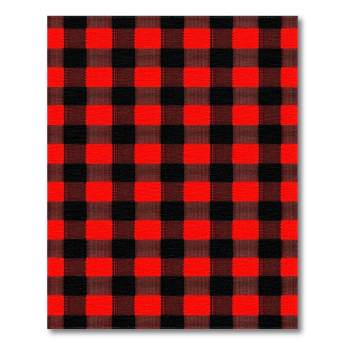 Vibrant Red Black Checkered Rug(Red)