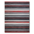 Vibrant red, gray striped modern rug