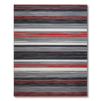 Vibrant red, gray striped modern rug