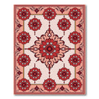 Vibrant Red Medallion Floral Rug(Red)