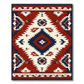 Vibrant Red Navy White Geometric Rug(Red)