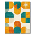 Vibrant Retro Geometric Teal-Orange Rug