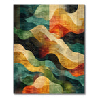Vibrant Retro Wave-Print Rug - Washable Flatwoven Chenille