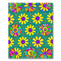 Vibrant Teal Floral Energetic Rug(Yellow)