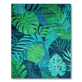 Vibrant Teal & Green Tropical Leaf Rug(Blue)