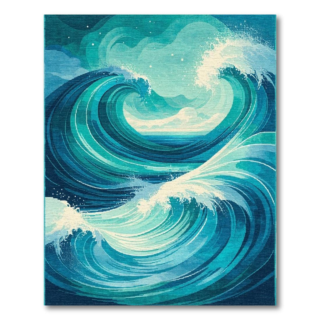 Vibrant Teal Ocean Wave Rug