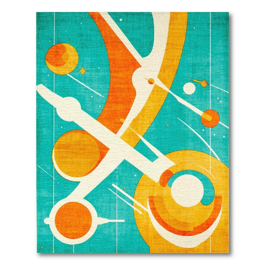 Vibrant teal orange abstract cosmic rug(Turquoise)
