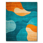 Vibrant Teal Orange Fluid Rug