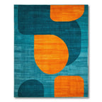 Vibrant Teal & Orange Geometric Rug