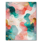 Vibrant Teal Pink Abstract Splatter Rug