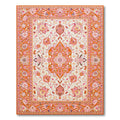 Vibrant Terracotta-Pink Ornate Floral Rug(Orange)